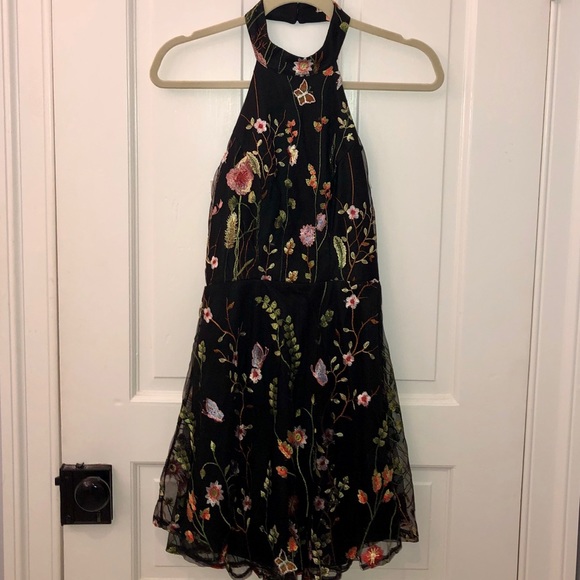 Halter Fit and Flare Backless Dress - Picture 2 of 4